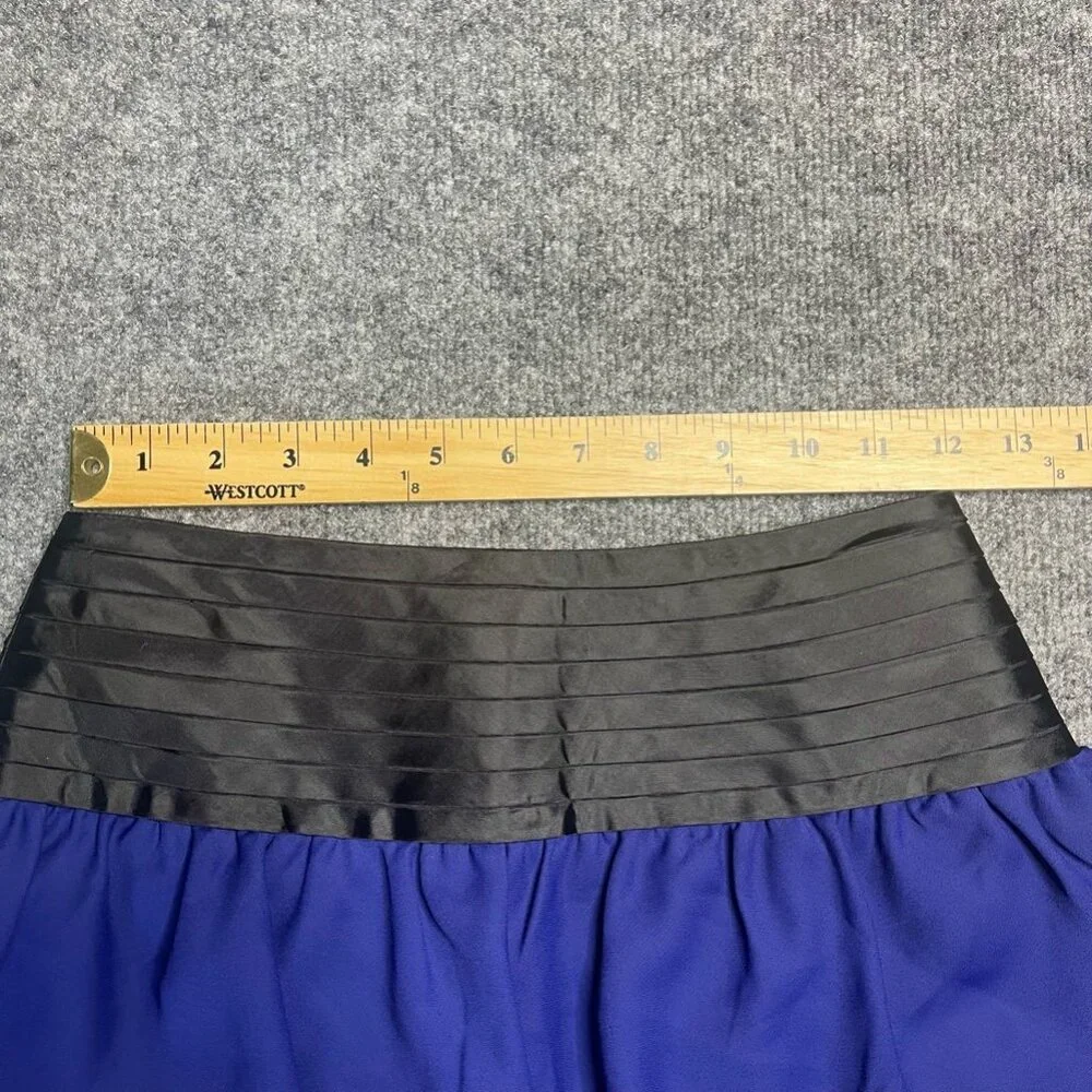 Reiss Womens Tiered Skirt Blue Black Color Block Mini Ruffles Cocktail Zip 2